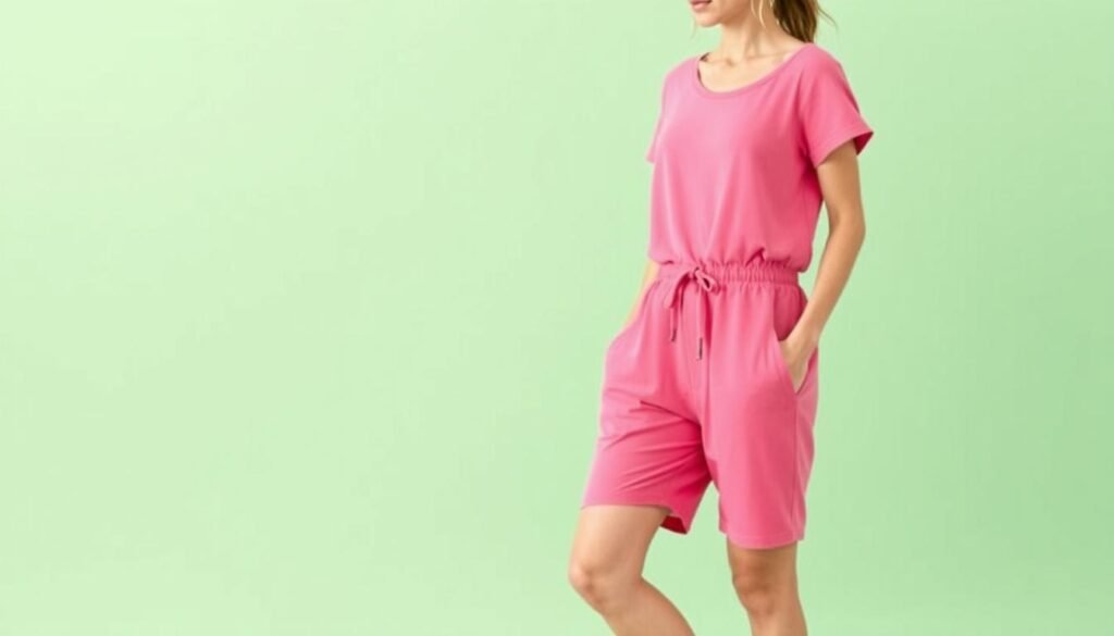 Sporty Solid Lounge Romper Design Details